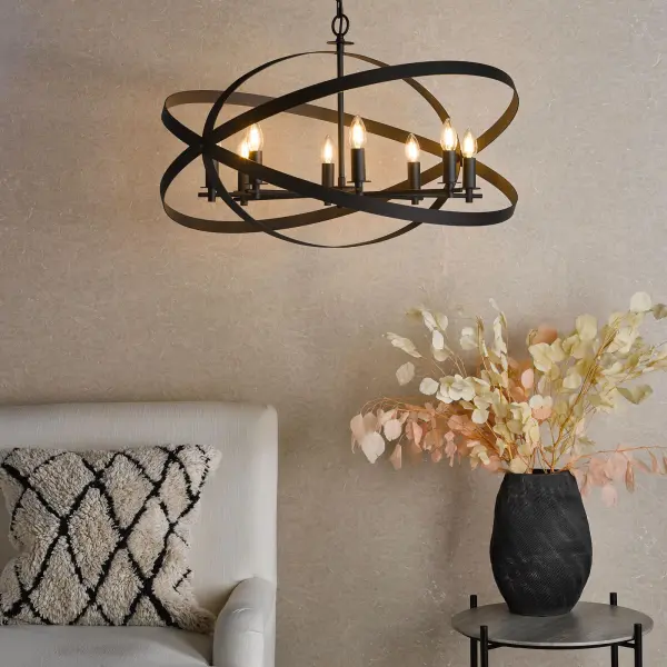 Nitya 8 Light Matt Black Pendant